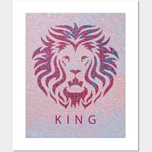 'KING' Lion Head - Fuchsia Posters and Art